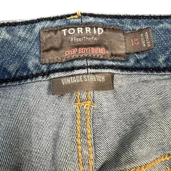 Torrid Light Wash Distressed Crop Boyfriend Jeans - Picture 2 of 7